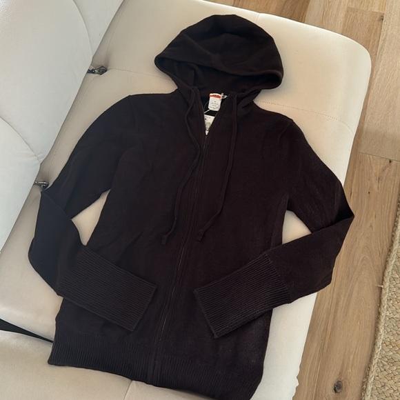 NWT J.CREW Brown Cashmere Full-Zip Sweater-Hoodie Size M - Picture 2 of 7